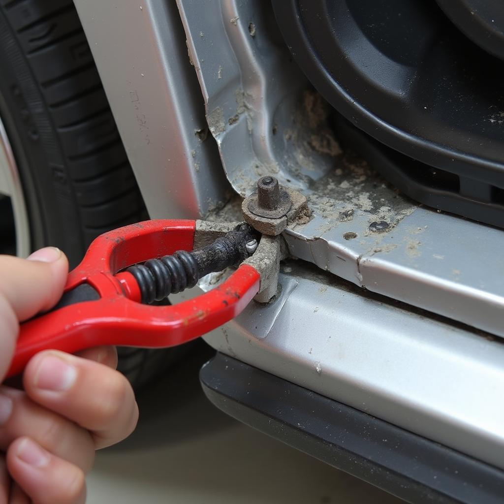 Car Body Repair Using a Sill Puller