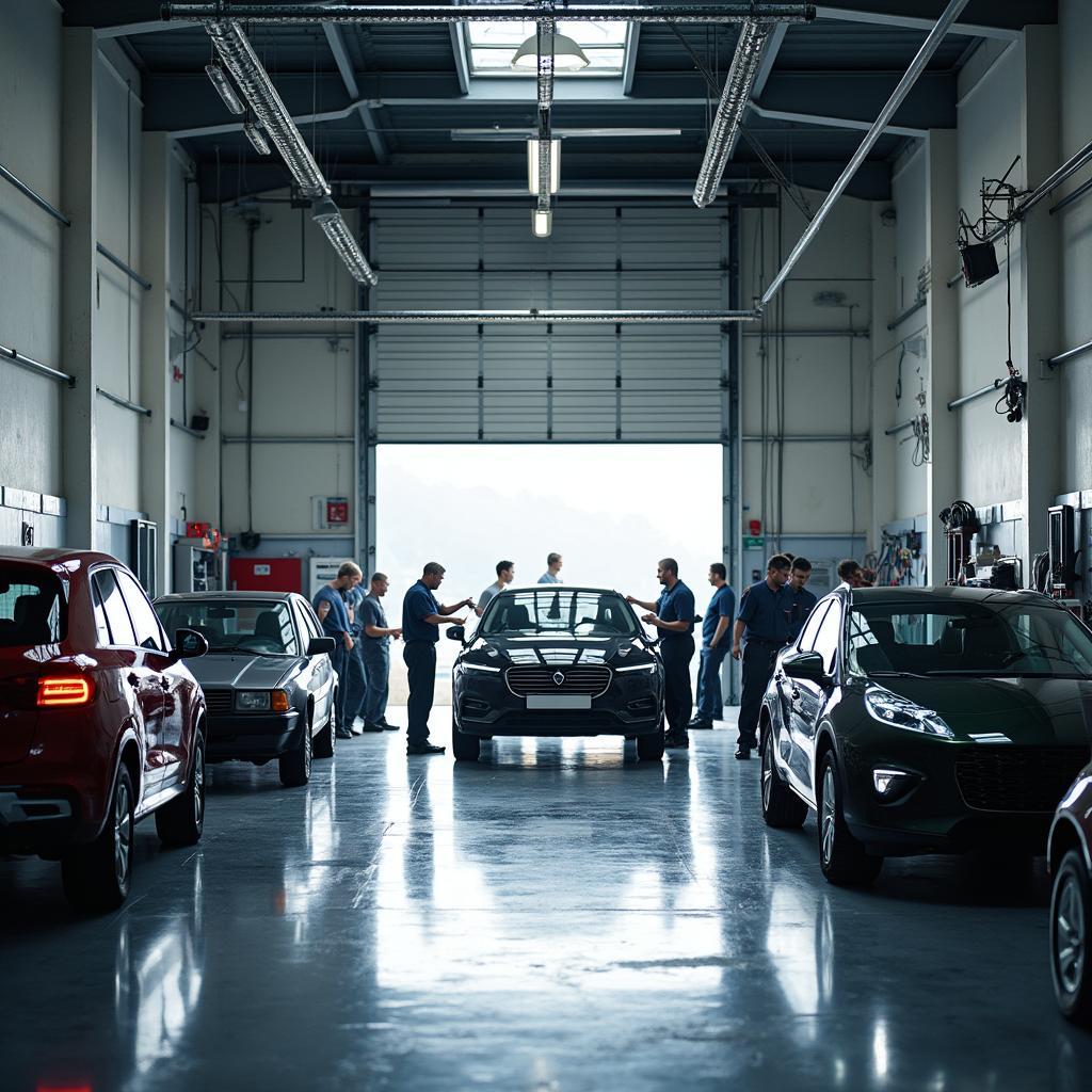 Silver End car body repair shop in action