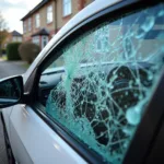 Smashed car window with visible damage in Bournemouth