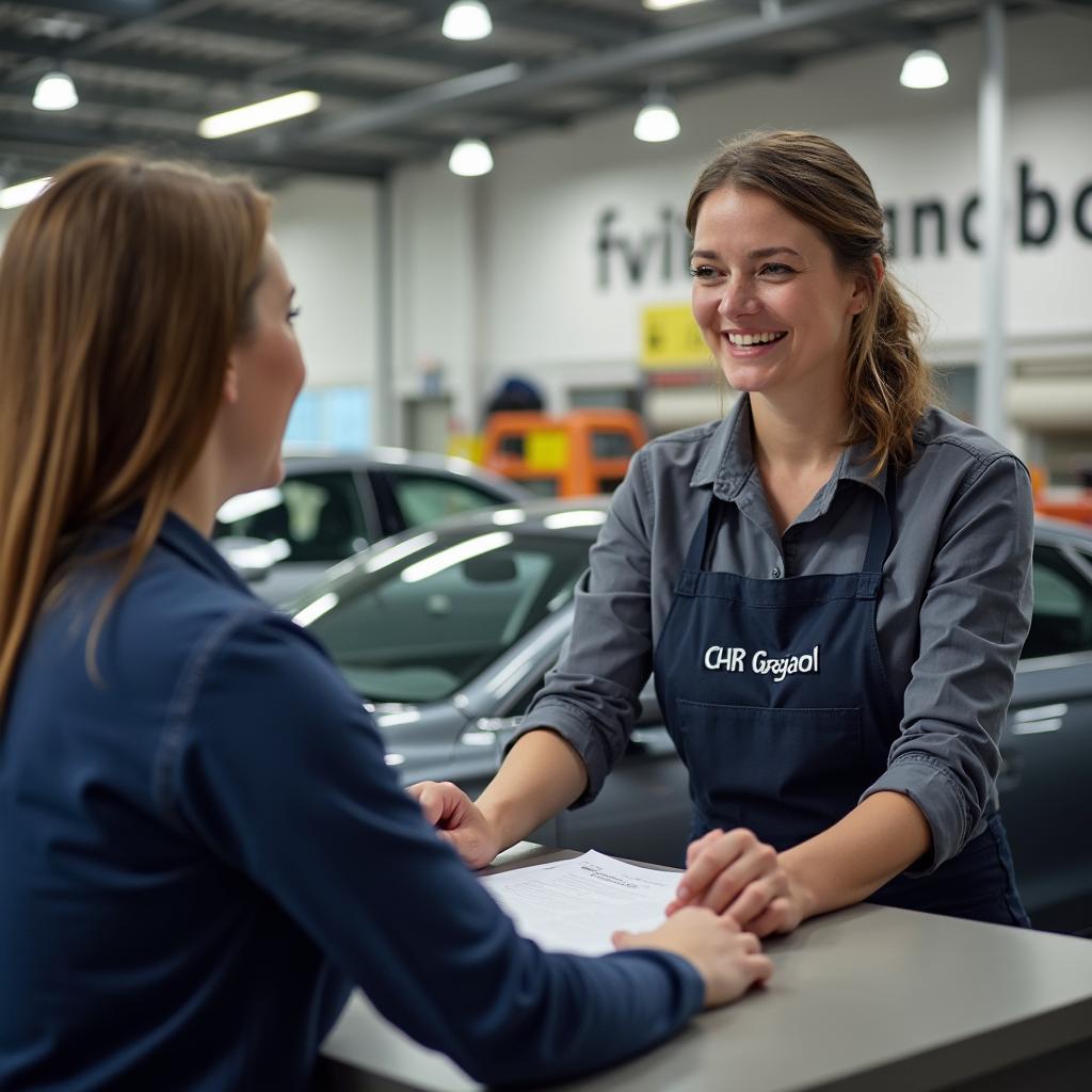 Customer service at a car body shop in Stevenage