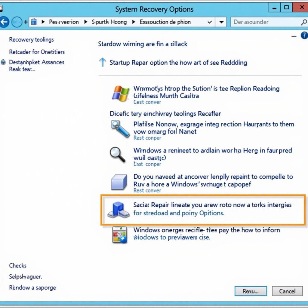 System Recovery Options Menu in Windows 7