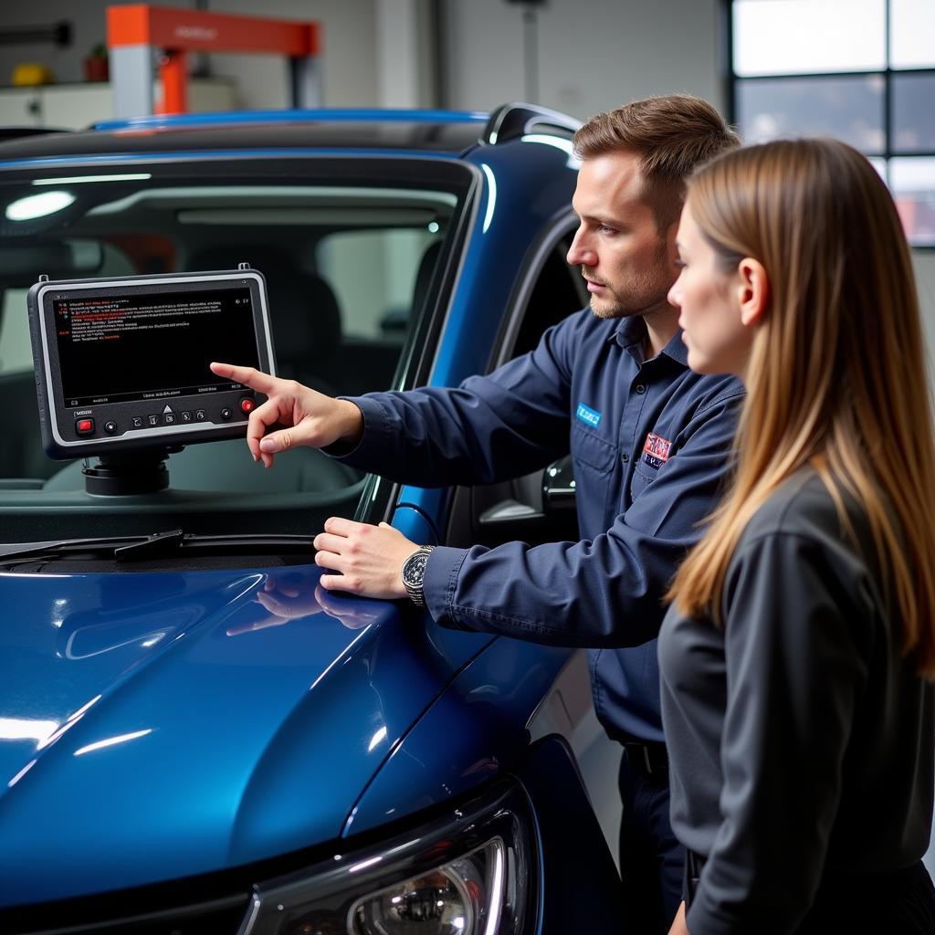 Technician Explaining Diagnostic Results