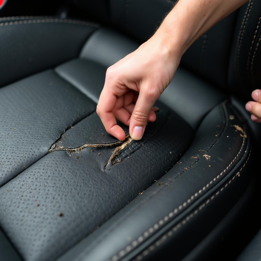 Assessing Torn Leather Car Seat