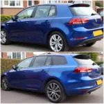 Before and after photos of a car body repair in Towcester