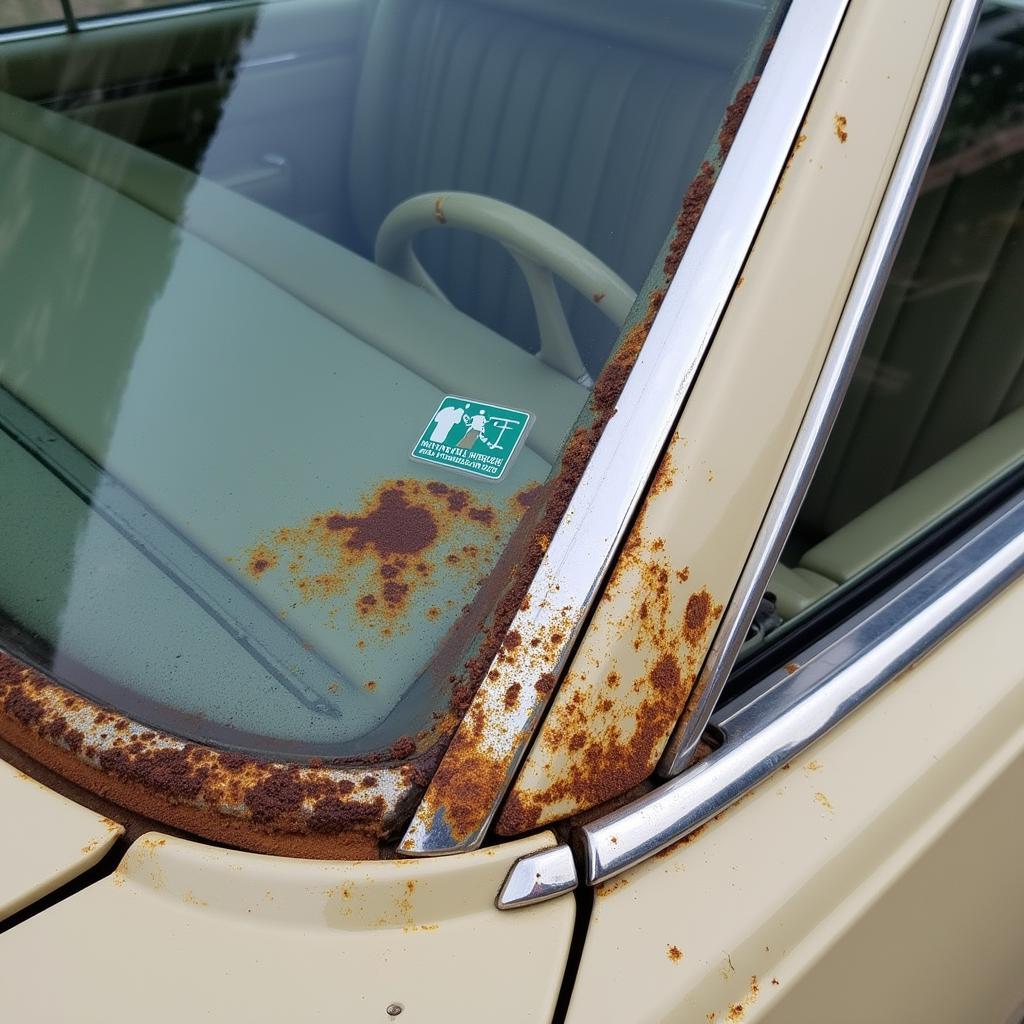 Town Car Window Frame Rust Damage