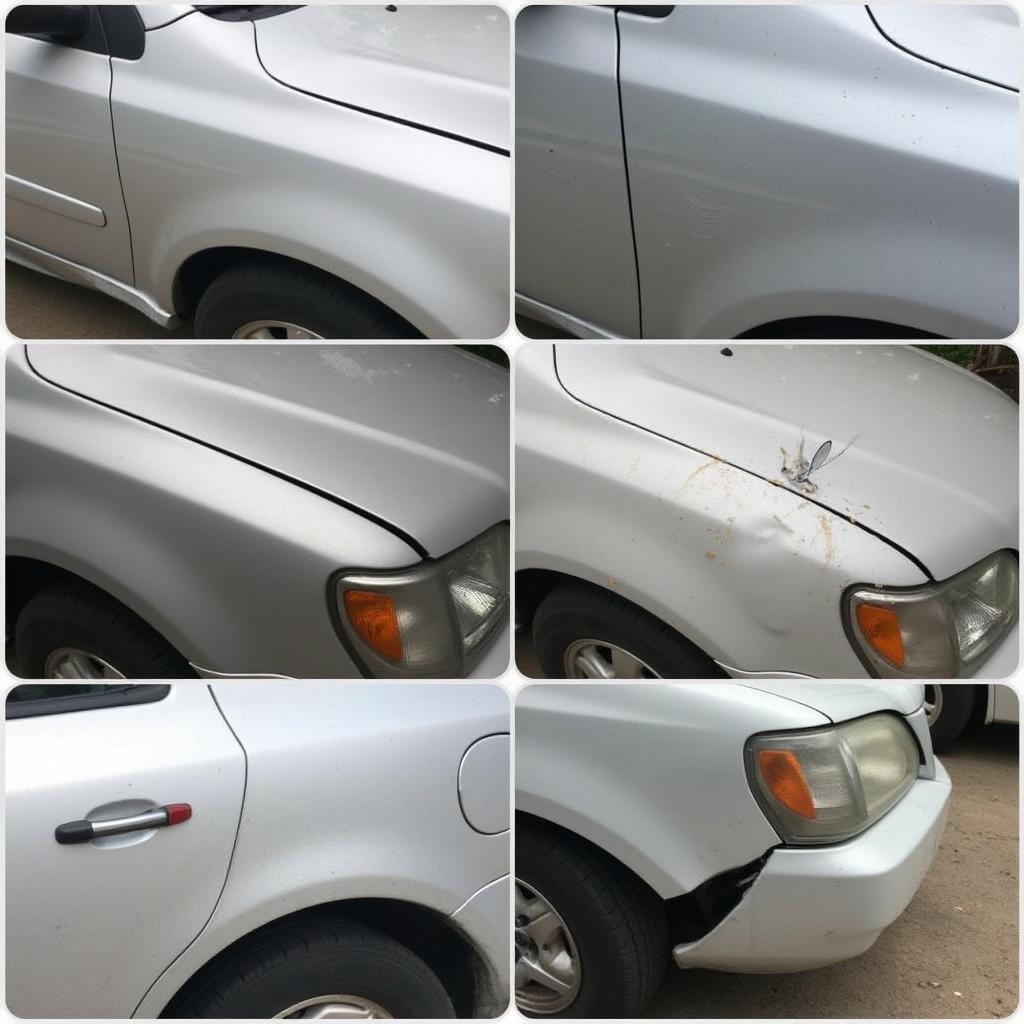 Examples of various car bodywork repair needs.