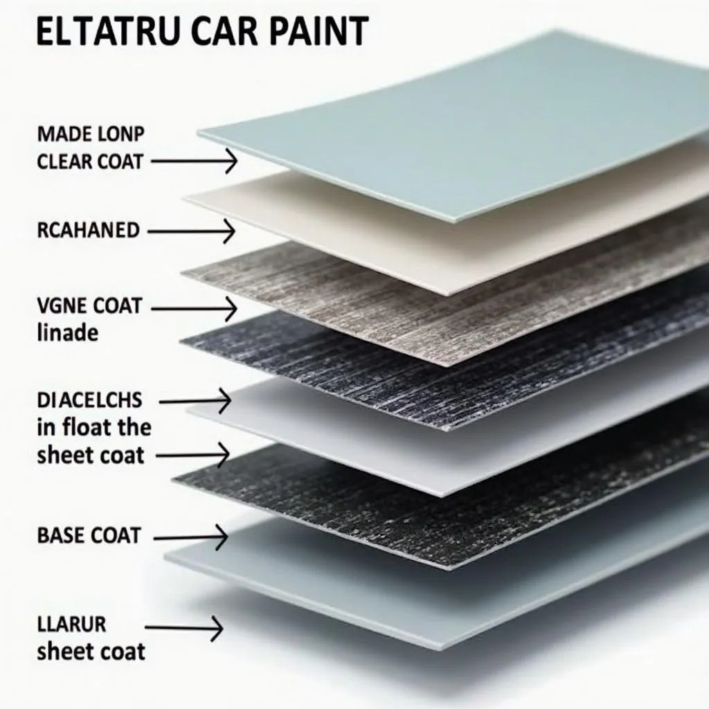 Different types of car paint scratches: clearcoat, primer, base coat, sheet metal