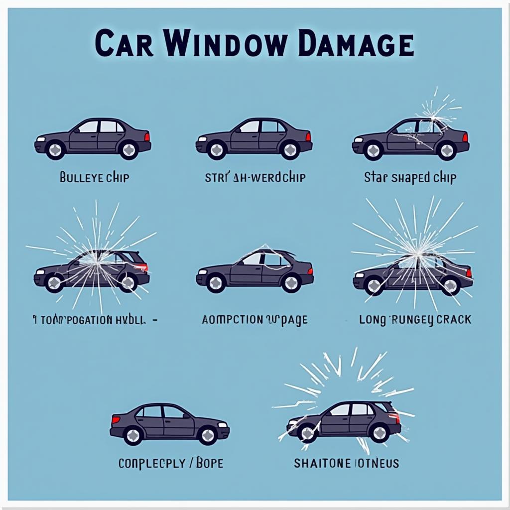 Illustrations of various car window damages