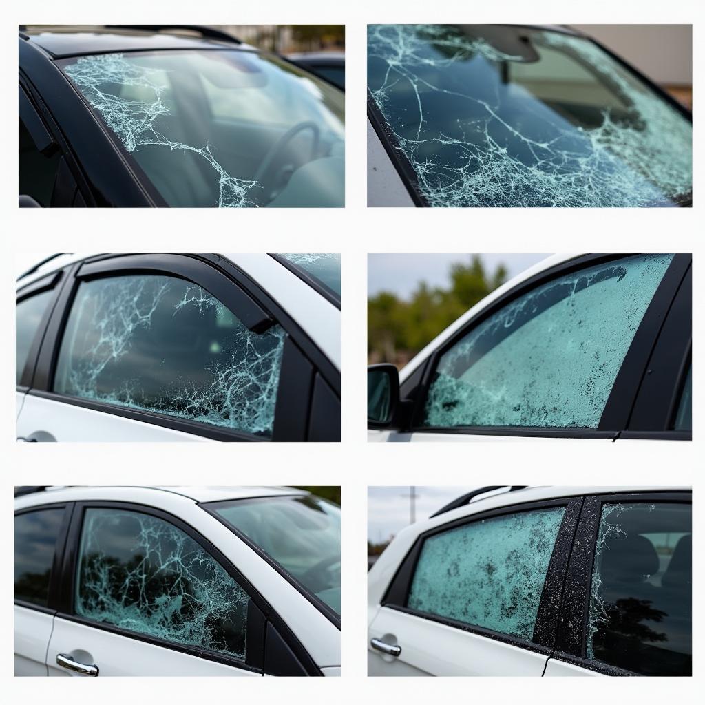 Various types of car window damage