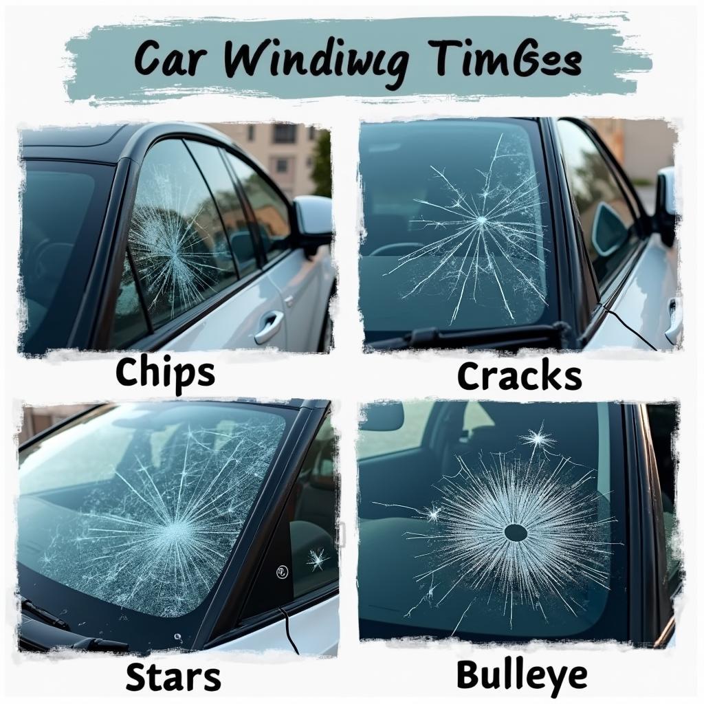 Various types of damage to car windows