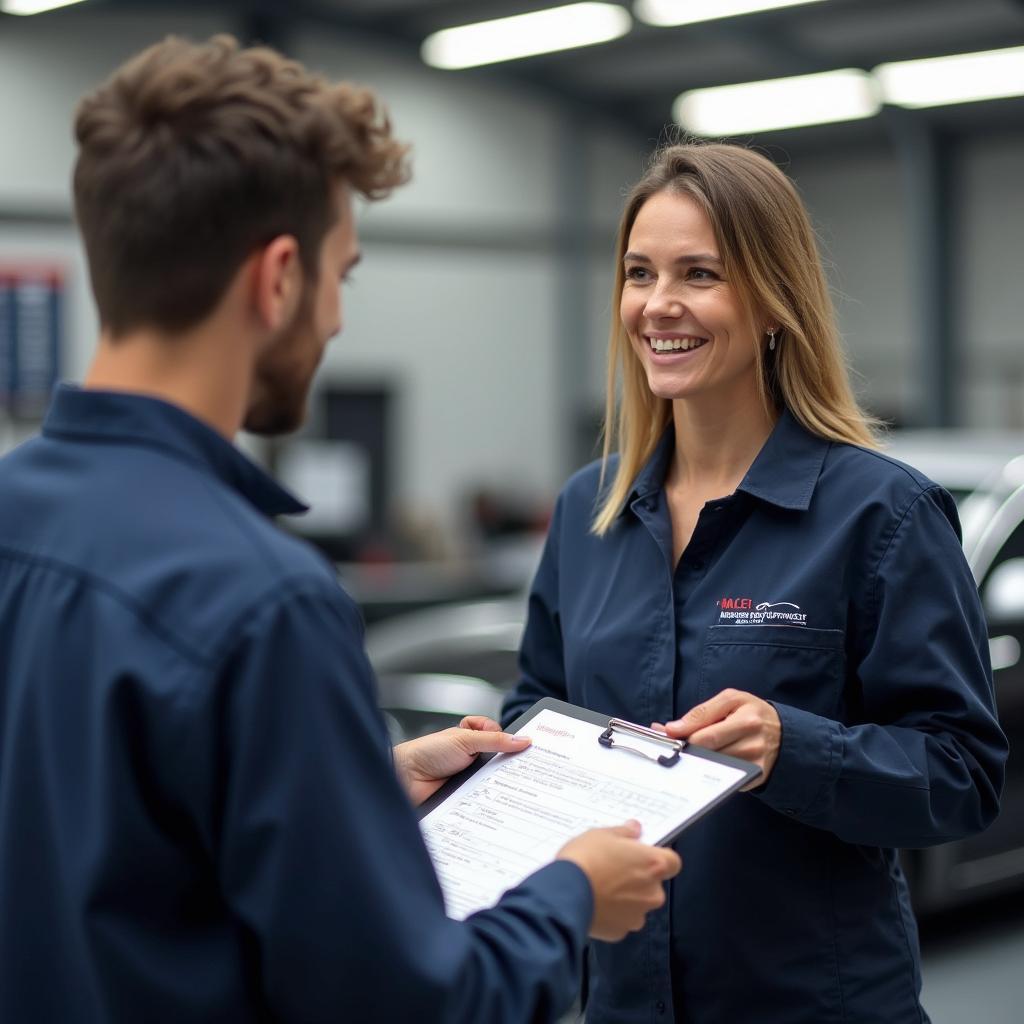 Customer service at a car body shop in Urmston