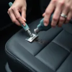 Using a Fabric Shaver on a Car Seat Burn