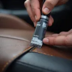 Applying Leather Repair Kit on Car Seat