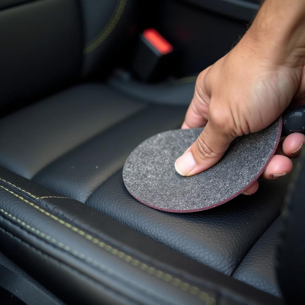 Sanding a Minor Burn Mark on Car Seat