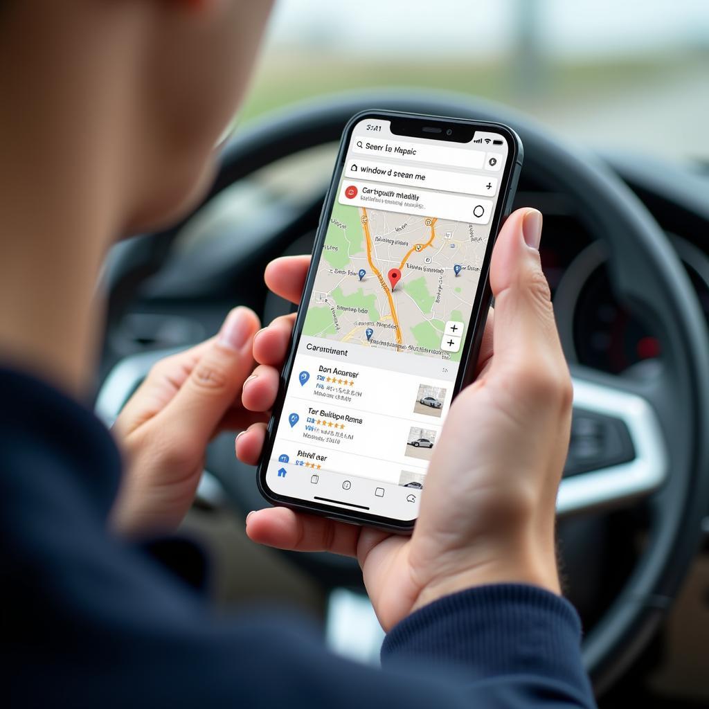 Finding "Car Window Repair Near Me" Using a Smartphone