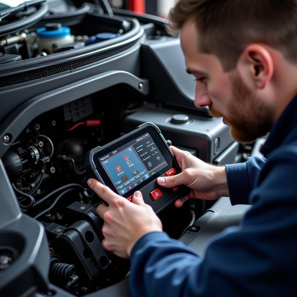 Auto Electrician Performing Diagnostics in Uxbridge Middlesex