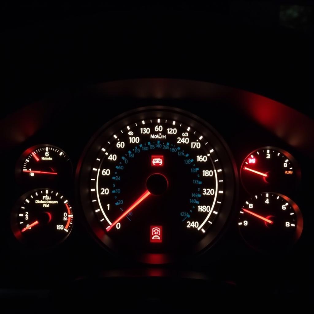 Warning Lights on a Mercedes Benz Dashboard