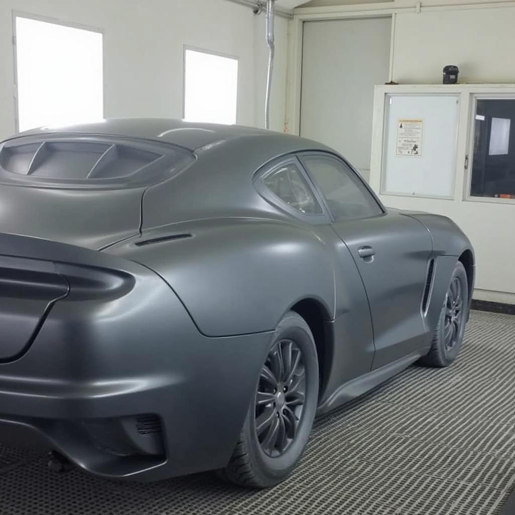 Car inside a professional paint booth in Welwyn Garden City