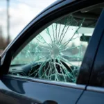 Car with damaged window in West Seattle