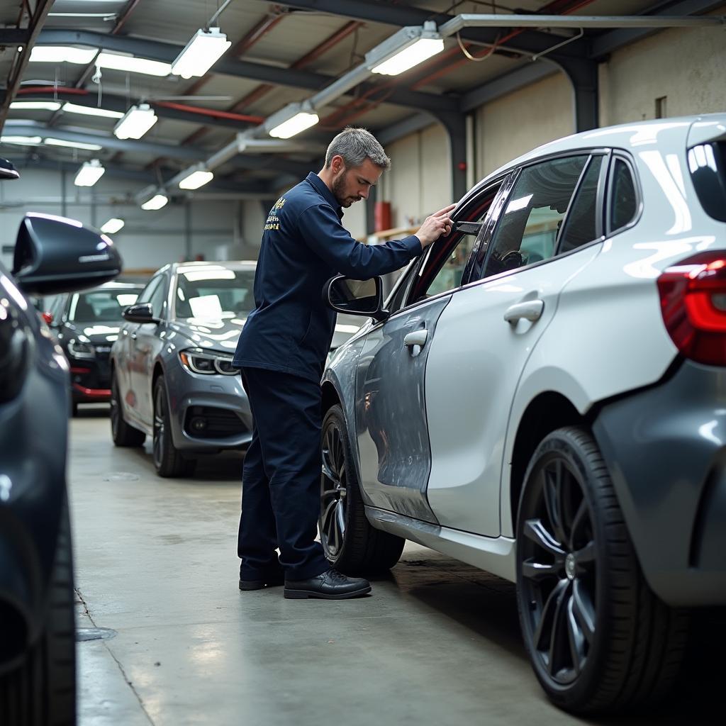 Weymouth car body repair shop in action