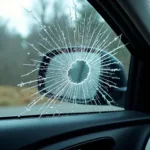 Car window damage from a rock