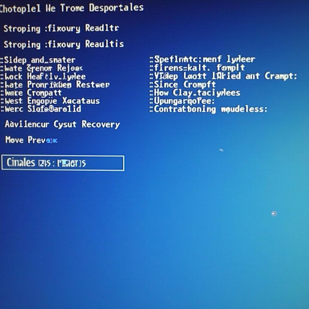 Windows 7 Repair Options Screen