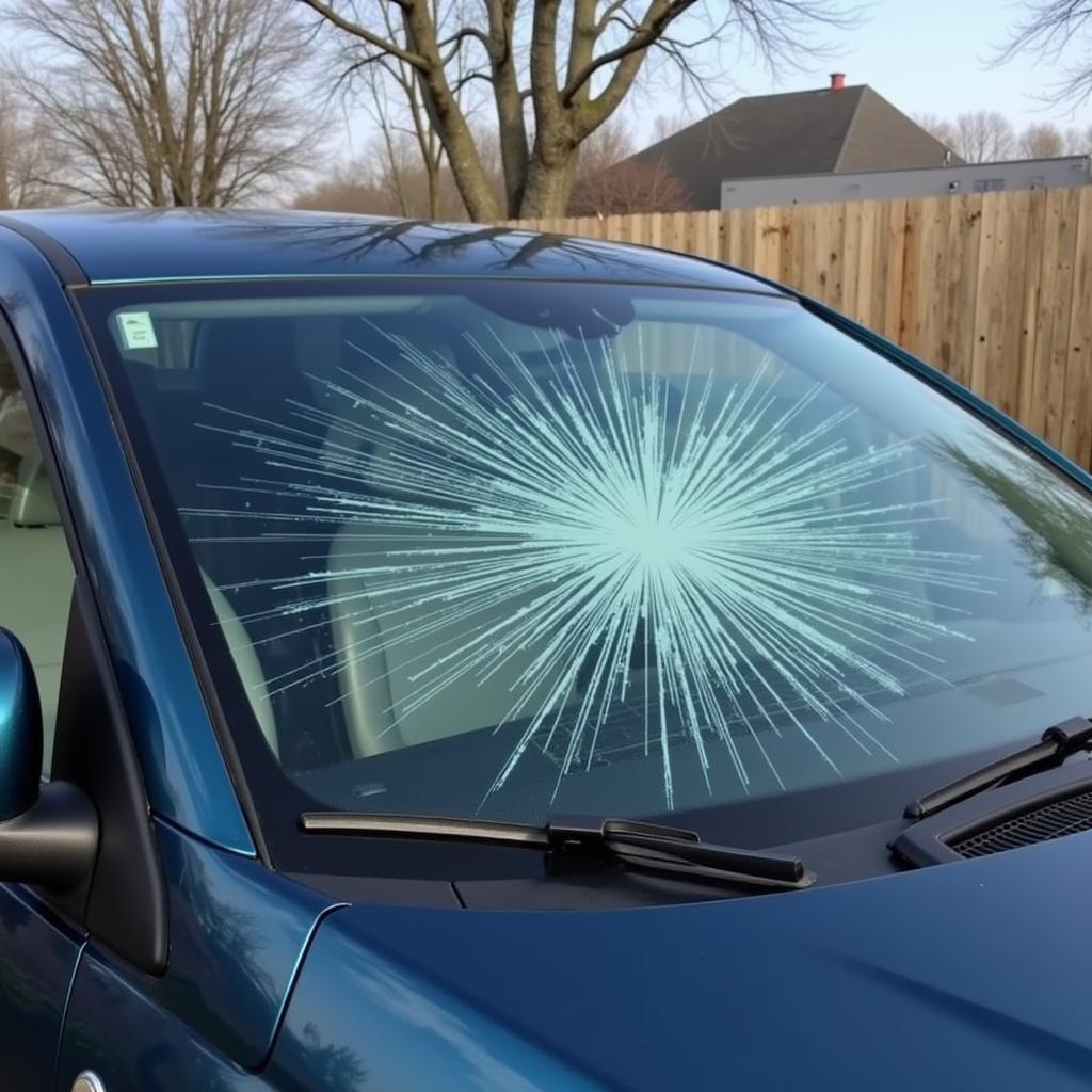 Windscreen with a large crack