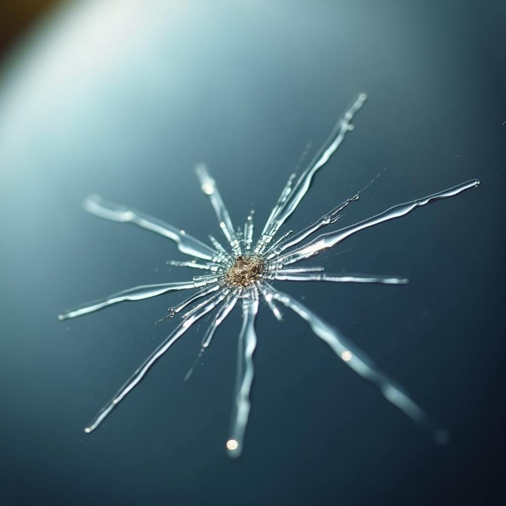 Car Windshield Chip Spreading into Crack