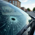 Close-up of a windshield crack in Clarksville, TN