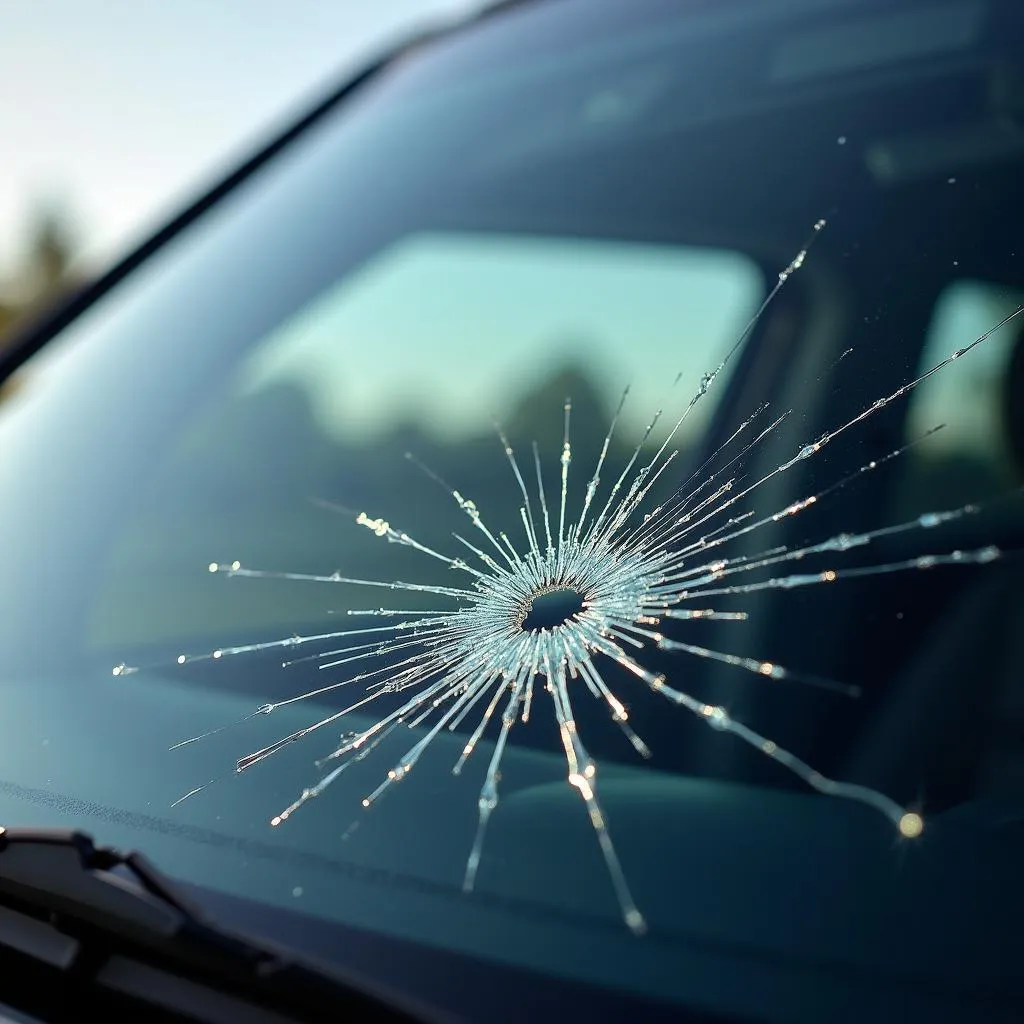 Close-Up of Windshield Crack