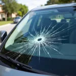 Windshield crack on a car in Hollywood, FL