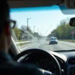 Windshield crack obstructing driver's view