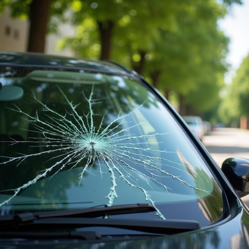 Car Windshield with Crack in South Bend