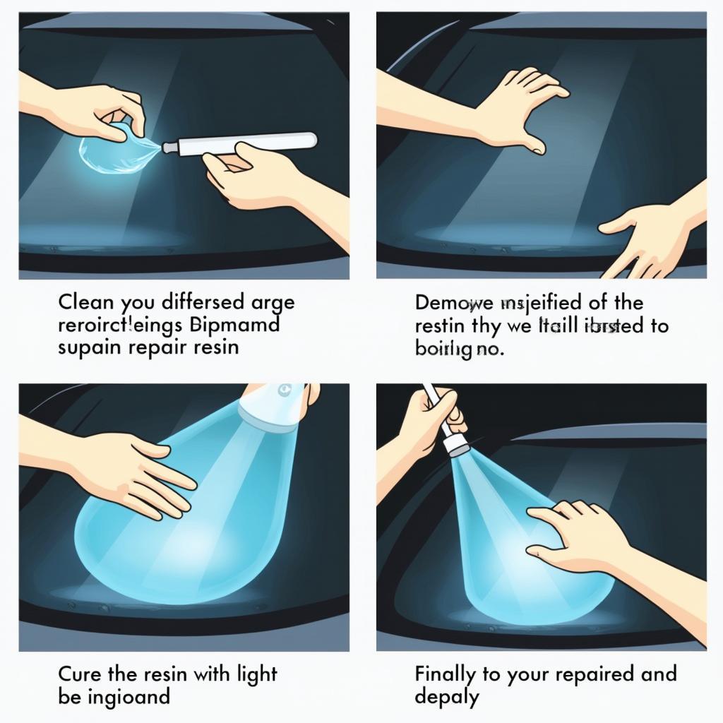 Step-by-step windshield repair process in a Chicago auto shop