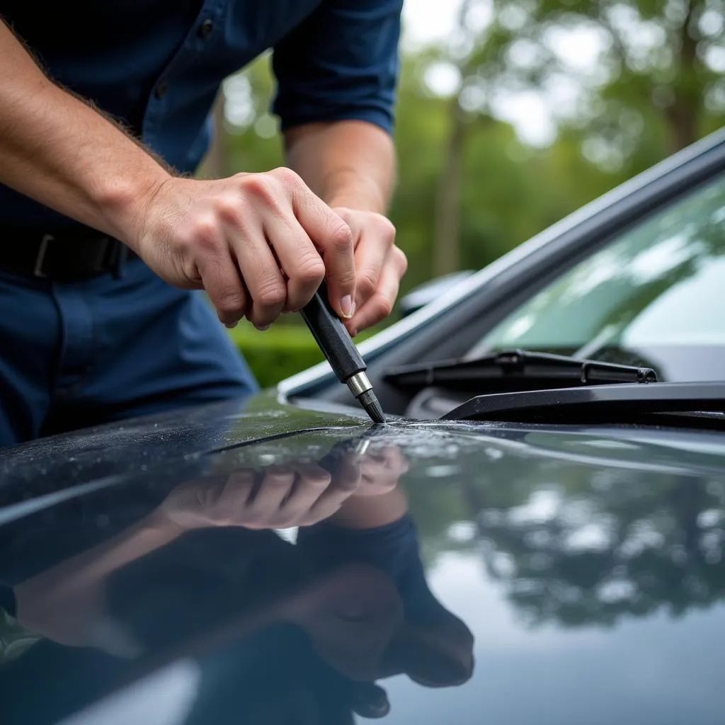 Raleigh Technician Repairing Windshield