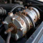 Car Air Conditioning Compressor Showing Wear and Tear