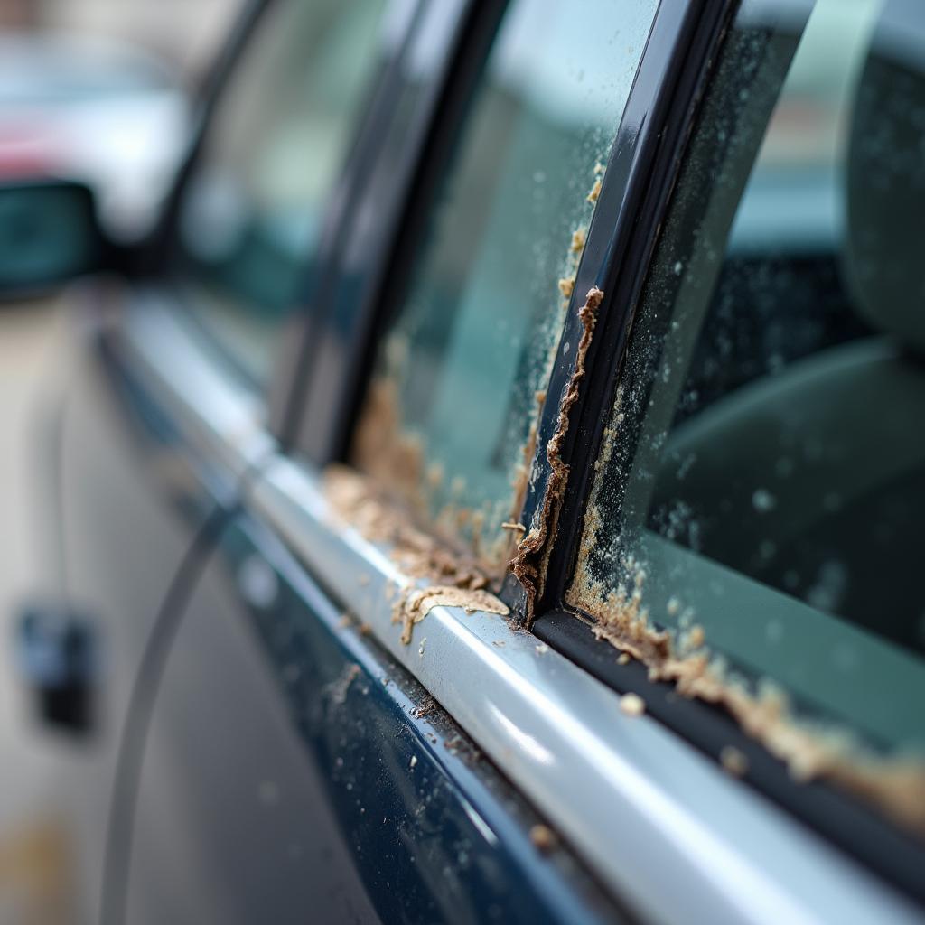 Car Window with Worn Seals