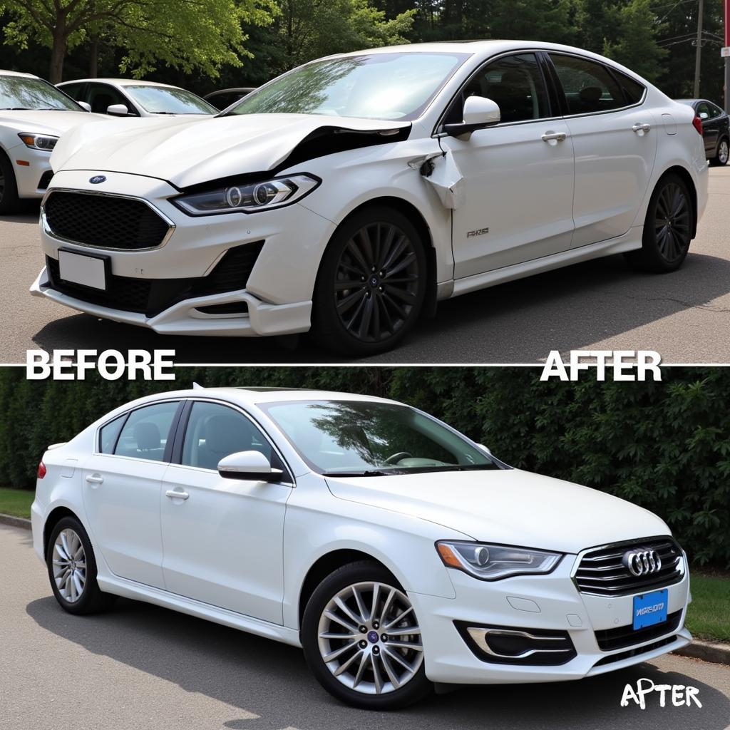 Image showcasing a car before and after affordable car body repairs in High Wycombe.