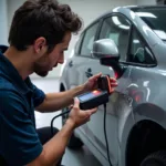 Laser-Guided Measurements at Andy's Smart Car Body Repair