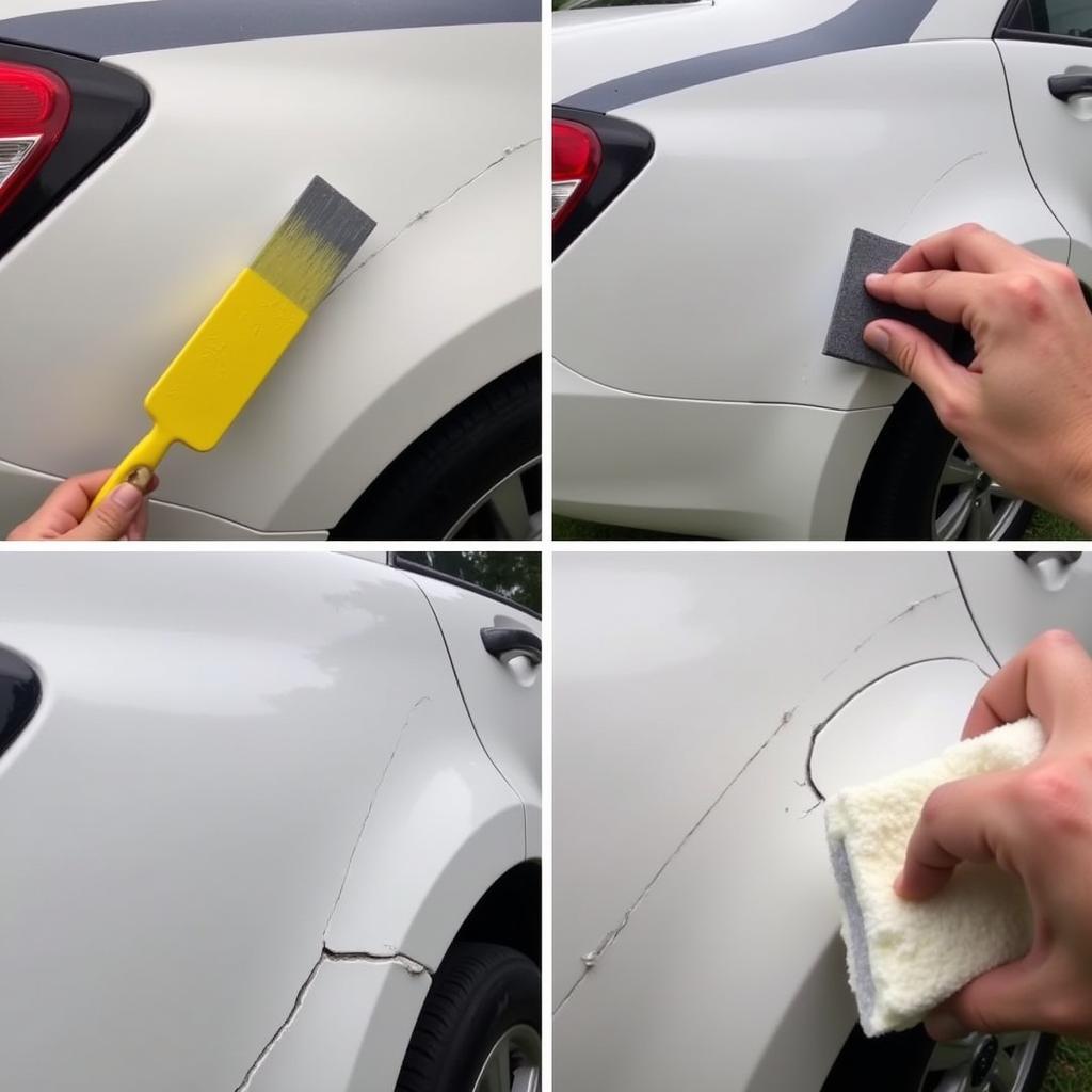 Applying Bumper Filler and Sanding a Car Bumper Crack