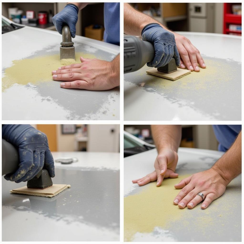 Applying Car Bumper Filler and Sanding for a Smooth Finish