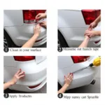 Step-by-step application of car bumper repair tape for a smooth and secure fix.