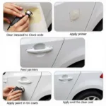 Applying a car paint repair kit step-by-step.