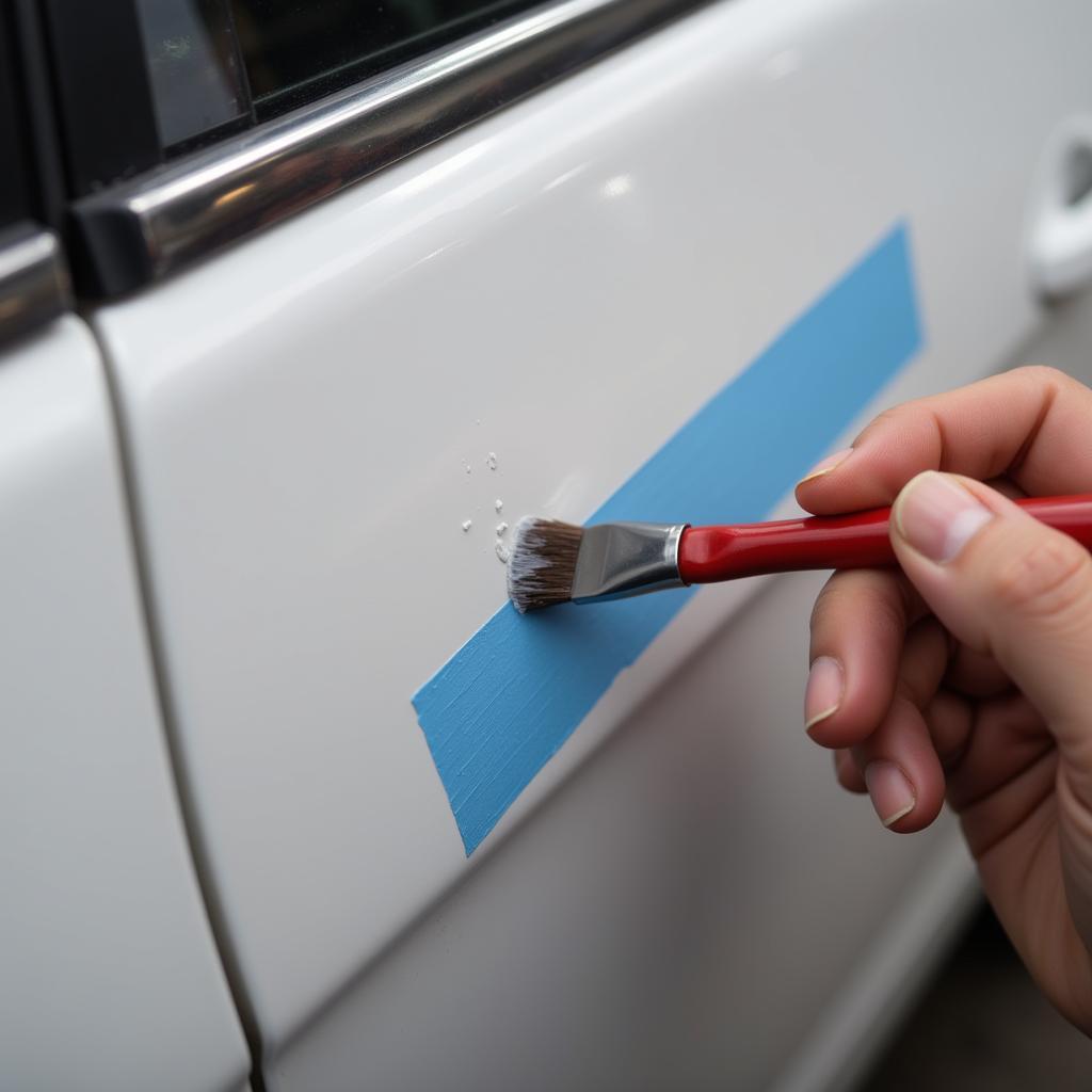 Applying Car Touch Up Paint to a Scratch