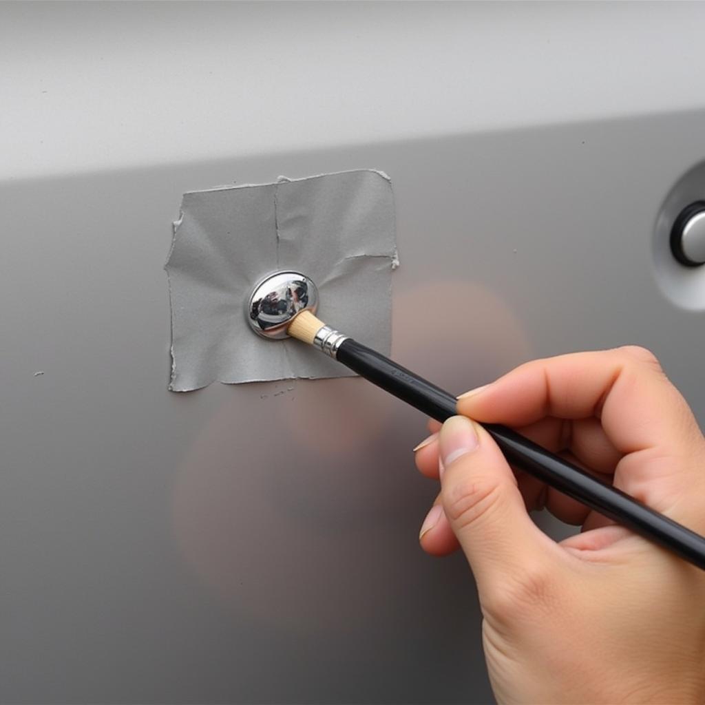 Applying Chrome Touch-Up Paint to Car Exterior