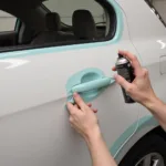 Applying clear coat to a repaired car paint gouge