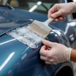 Applying Epoxy to Car Body Damage