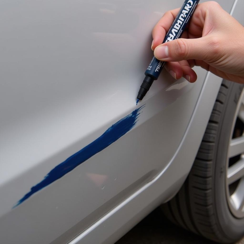 Applying Halfords Touch-Up Paint to a Car Scratch