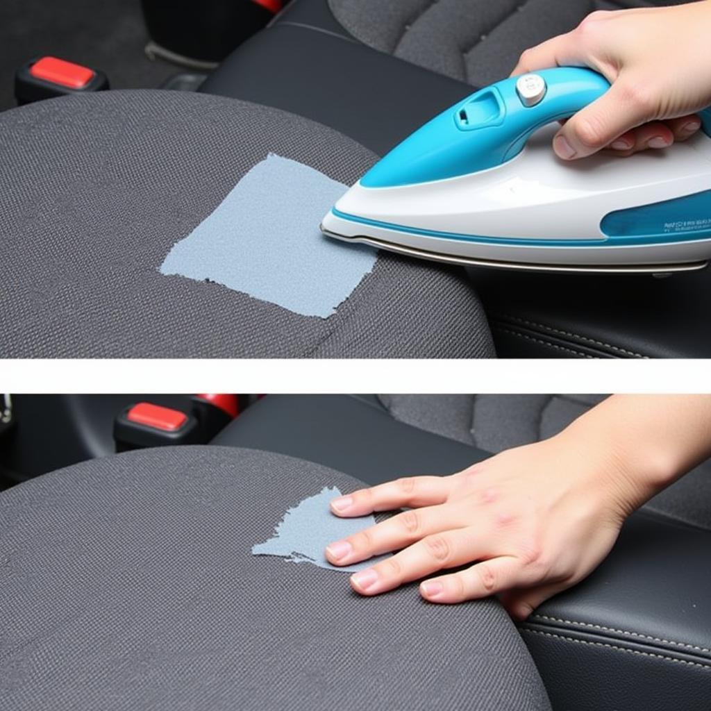 Applying an Iron-on Patch to a Car Seat