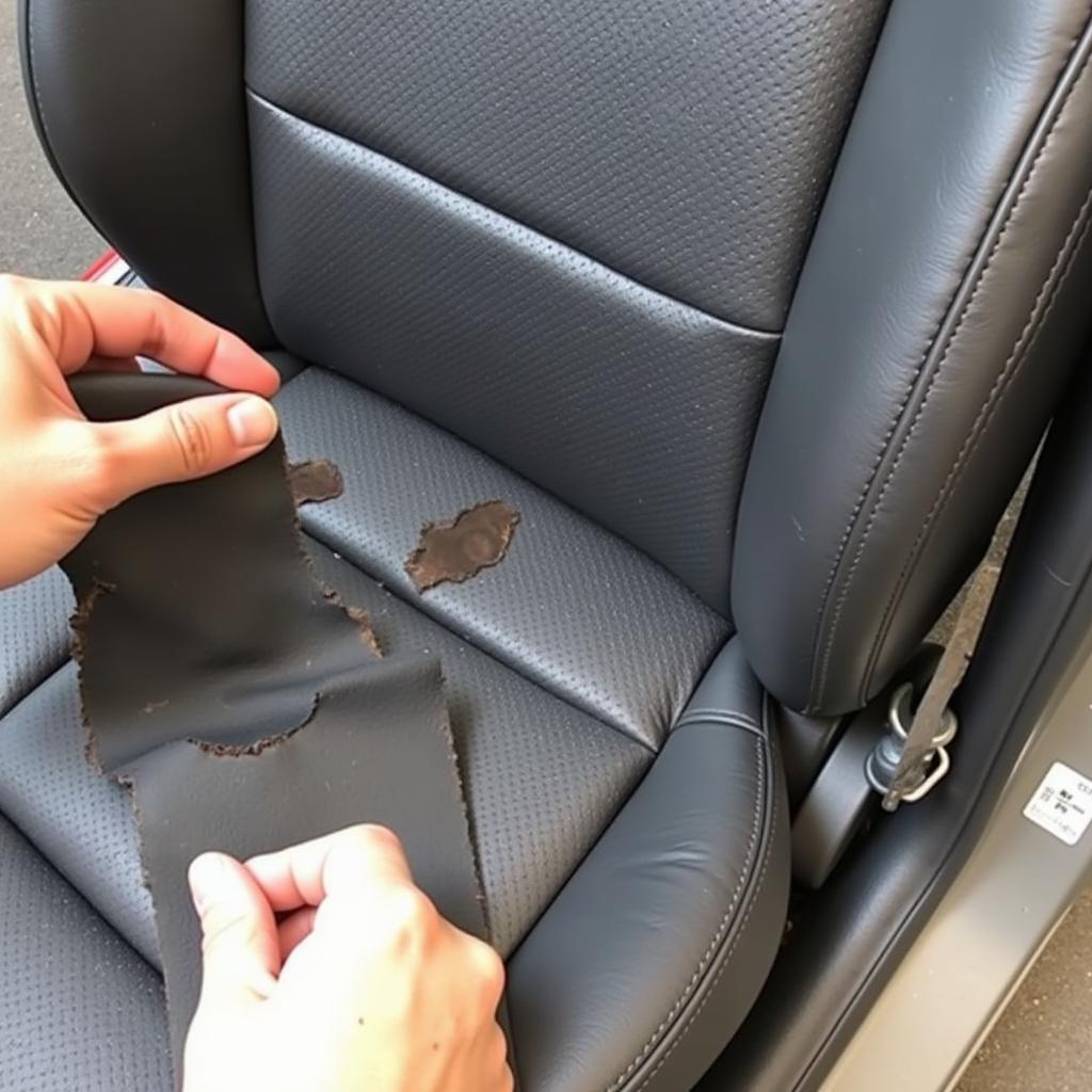 Applying a Leather Patch to a Car Seat